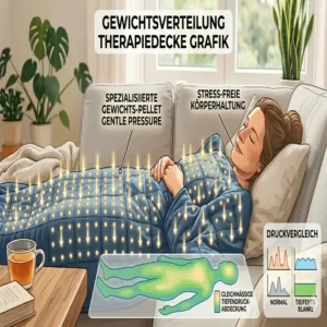 Grafische Darstellung der gleichmäßigen Gewichtsverteilung bei einer schwerdecke tiefendruck therapie.
