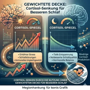 Illustration zur Senkung des Cortisolspiegels durch eine gewichtete decke schlafqualität verbessern.