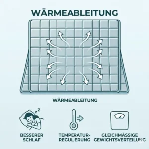 Infografik zur gleichmäßigen Gewichtsverteilung einer gewichtete decke sommer test Ausführung.