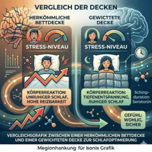 Vergleich einer normalen Decke mit einer gewichtete decke schlafqualität verbessern Grafik.
