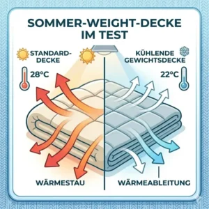 Grafik zum Temperaturvergleich einer Standarddecke und einer gewichtete decke sommer test Decke.