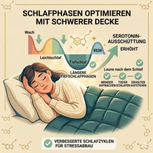 Visualisierung der verbesserten Schlafqualität und Tiefschlafphasen durch eine schwere decke stressabbau.