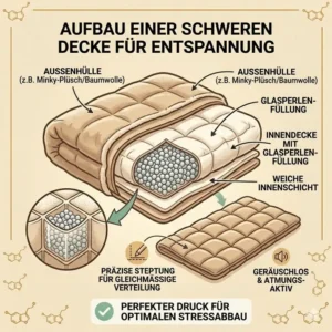 Schichtweiser Aufbau und Materialerklärung einer schwere decke stressabbau mit Glasperlen.