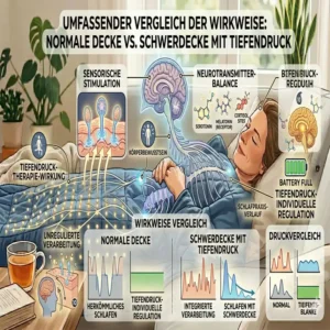 Infografik zum Vergleich zwischen herkömmlichen Decken und der schwerdecke tiefendruck therapie.