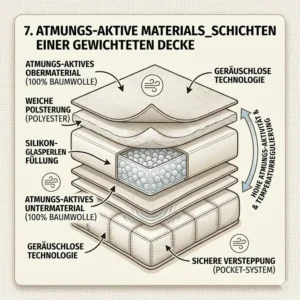 Detailansicht der atmungsaktiven Schichten einer gewichtete decke schlafqualität verbessern.