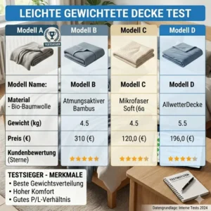 Die beste leichte gewichtete Decke aus dem Test ordentlich gefaltet.