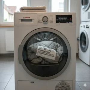 Eine moderne Waschmaschine in Deutschland, in der eine gewichtete decke trockner geeignet schonend getrocknet wird.