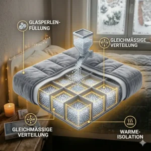 Illustration der Glasperlen-Füllung für den gewichtete decke winter test.