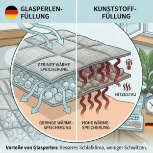 Glasperlen-Füllungen speichern weniger Wärme und helfen dabei, bei einer gewichtete decke schwitzen vermeiden zu helfen.