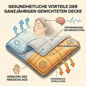 Darstellung der Entspannung und verbesserten Schlafqualität durch eine gewichtete decke ganzjährig.