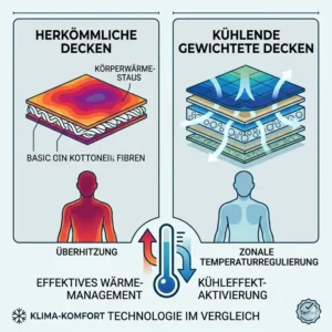 Eine Infografik zur Temperaturregulierung basierend auf dem kühlende gewichtete decke test.