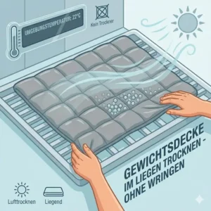 Eine frisch gewaschene schwere Decke trocknet liegend an der frischen Luft – schwere decke reinigen tipps