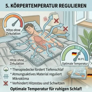 Eine Grafik zur Regulierung der Körpertemperatur, um bei Nutzung einer gewichtete decke schwitzen vermeiden zu unterstützen.