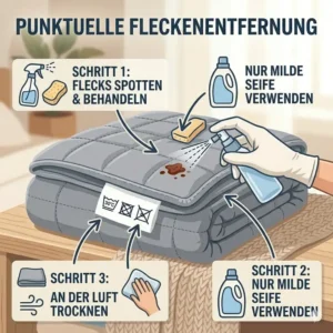 Tipps für Gewichtete decke pflegehinweise bei der punktuellen Entfernung von Flecken.
