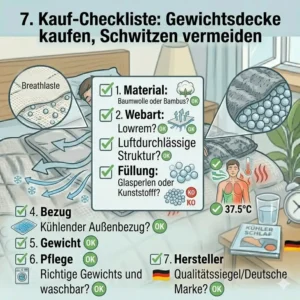 Eine praktische Kauf-Checkliste mit allen Kriterien, wie Sie bei einer gewichtete decke schwitzen vermeiden.