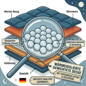 Illustration einer entspannten Person auf einer Couch, die unter einer wärmeisolierte gewichtete decke ruht.