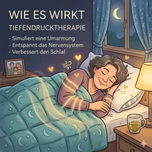 Infografik zur Wirkung auf das Nervensystem durch Tiefendrucktherapie, um das Thema gewichtete decke gesundheit risiko besser zu verstehen.