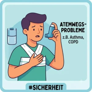 Person mit Asthma als gewichtete decke kontraindikationen Illustration.