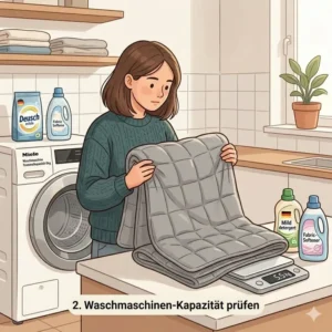 Vor dem Reinigen prüfen: Wie oft gewichtete Decke waschen laut Pflegeetikett.