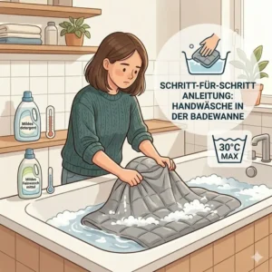 Alternative Handwäsche: Wie oft gewichtete Decke waschen in der Badewanne.