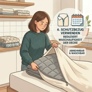 Schutzbezug nutzen und seltener wie oft gewichtete Decke waschen müssen.