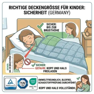 Safe application of a weighted blanket on children, keeping the head and neck completely free.