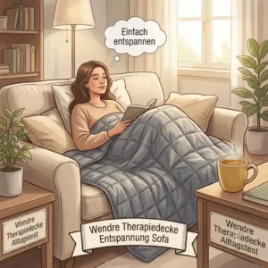 Wendre gewichtete Decke im Alltagstest zur Entspannung auf dem Sofa genutzt.