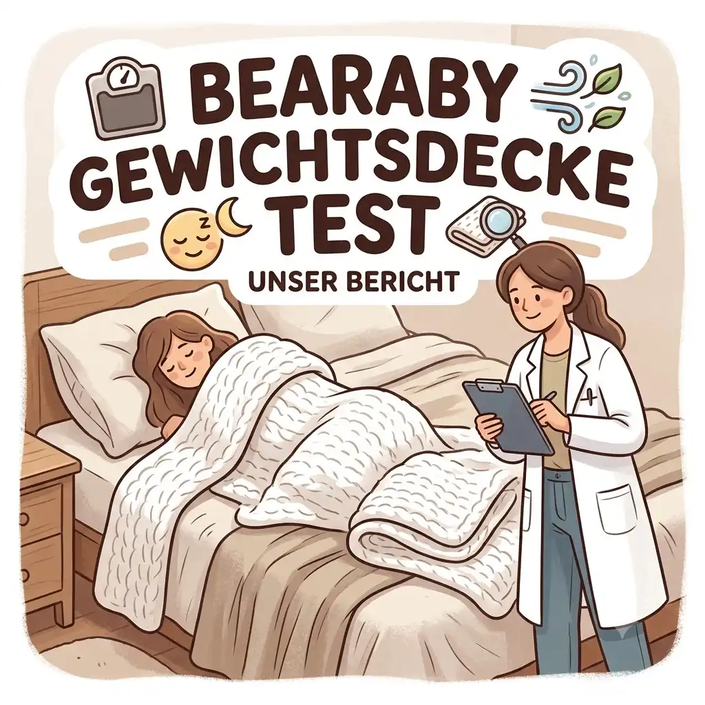 "A hands-on bearaby weighted blanket test showing the knitted cotton design folded on a bed."