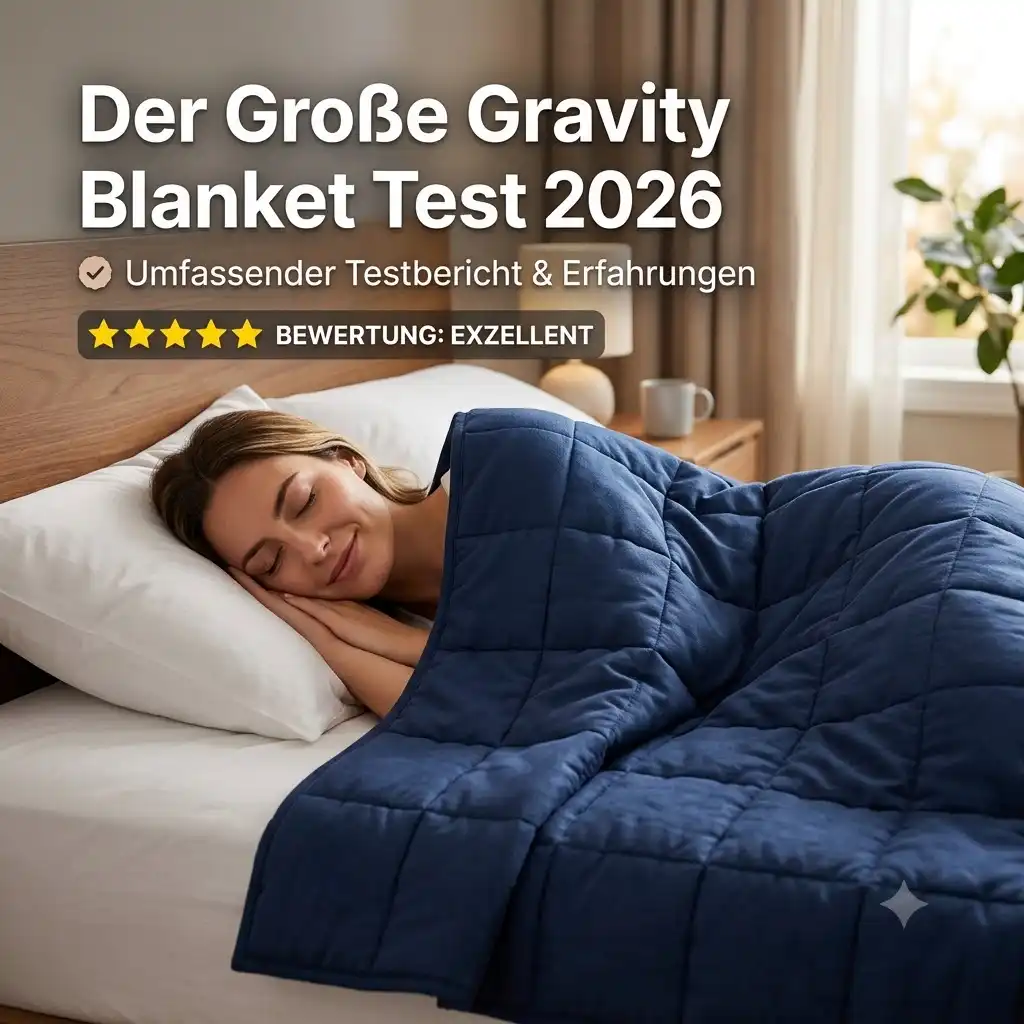 Featured image for the gravity blanket test 2026 showing a person sleeping comfortably.
