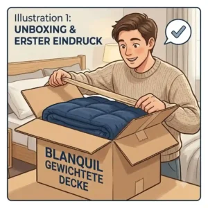 Unboxing the weighted blanket as part of the blanquil gewichtete decke test.