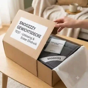 Auspacken der Snoozzzy Gewichtsdecke für unseren ersten Snoozzzy weighted blanket Test.