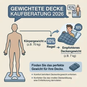 Infographic zur Berechnung des passenden Gewichts einer Therapiedecke nach Körpergewicht