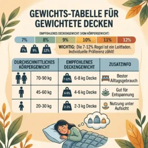 Weight recommendation chart to decide welche gewichtete decke kaufen based on body weight