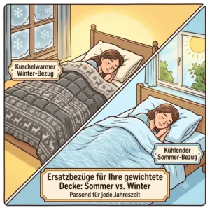 Illustration demonstrating winter and summer use of a gewichtete decke ersatzbezug.
