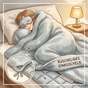 Eine Person kuschelt sich auf dem Sofa in eine gewichtete Decke mit kuschelige hülle für gewichtete decke.