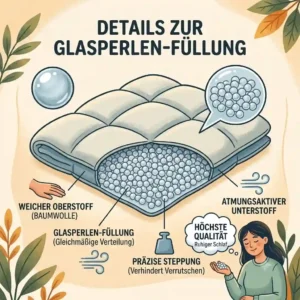 Detailed view of glass bead filling for readers wondering welche gewichtete decke kaufen