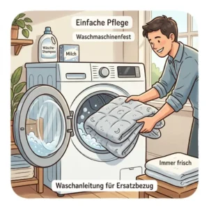 Illustration with washing instructions for a gewichtete decke ersatzbezug.