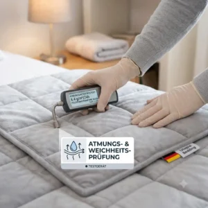 Microfiber fabric texture test on Utopia Bedding weighted blanket for cooling performance