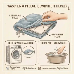 Eine kuschelige hülle für gewichtete decke wird in die Waschmaschine gelegt.