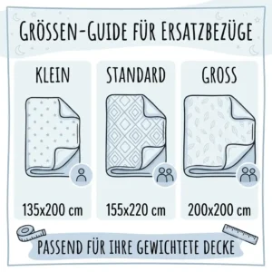 Illustration serving as a size guide for a gewichtete decke ersatzbezug.