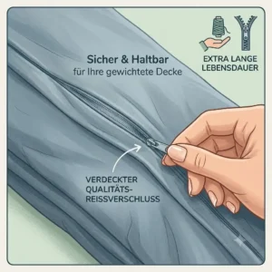 Illustration highlighting the detailed hidden zipper on a gewichtete decke ersatzbezug.