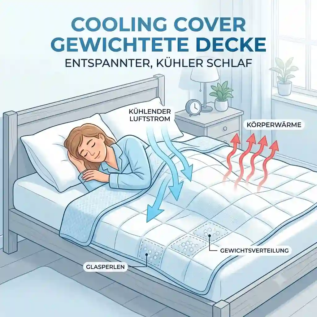 A breathable cooling cover weighted blanket neatly spread on a modern bed in the bedroom cooling cover gewichtete decke