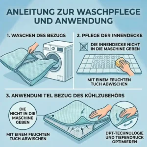 Diagram explaining the calming effect of deep pressure touch provided by a weighted blanket with a cooling cover